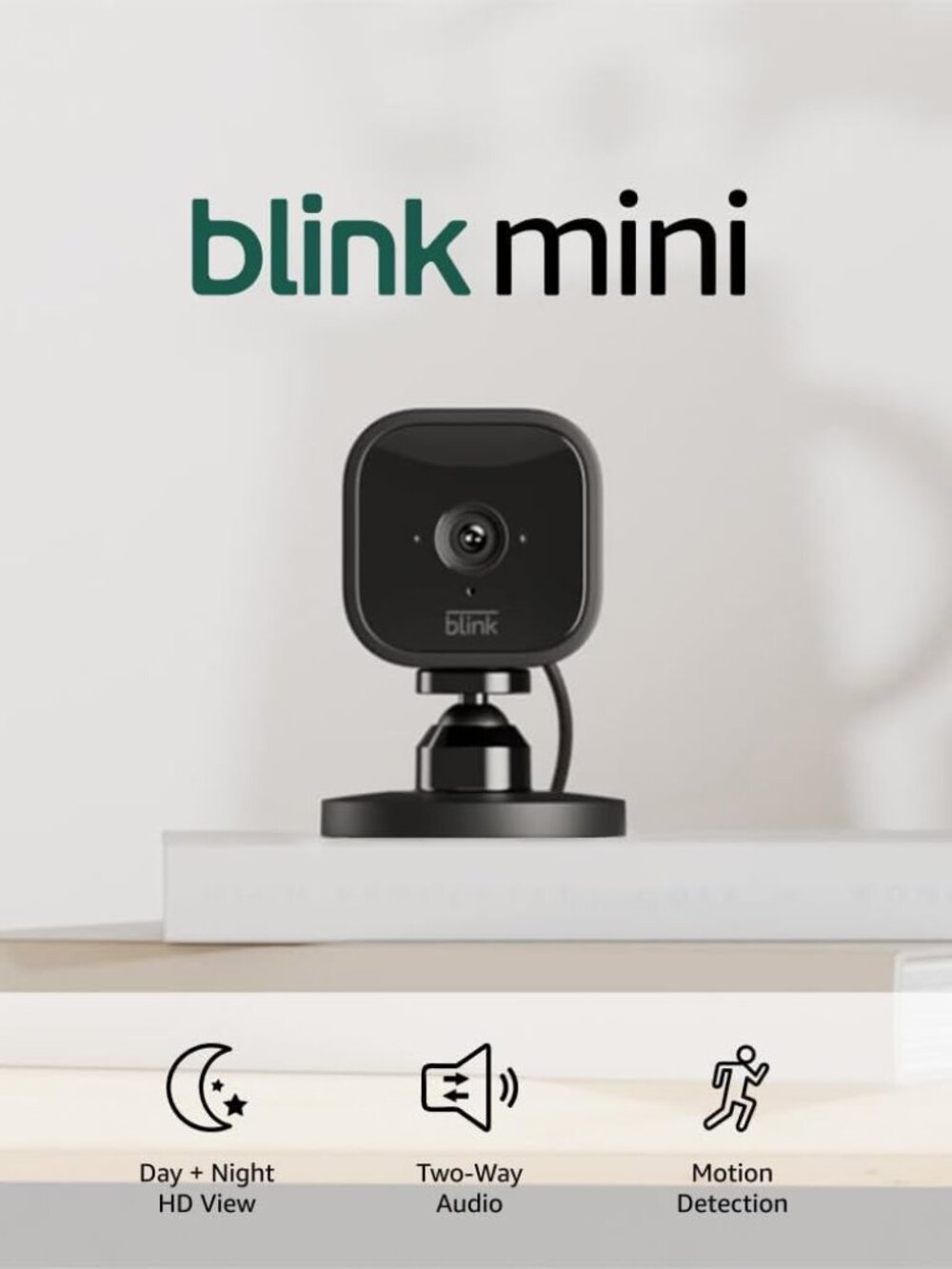 Blink Mini - Compact indoor plug-in smart security camera, 1080p HD